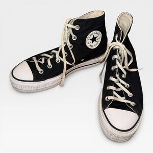 Converse Black and White High Top Sneakers platform
